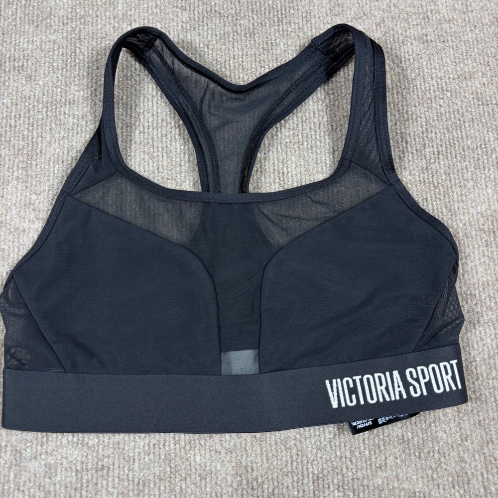 Victoria Sport The Player Racerback Mesh Sports Bra Black Small